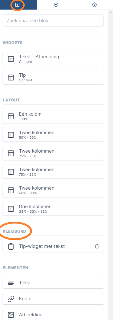 20c element kopieren - zichtbaar onder klembord